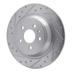 Ford Fusion Brake Rotor (1) - Rear Left - R1 Concepts - Drilled & Slotted - Silver - `13-`20